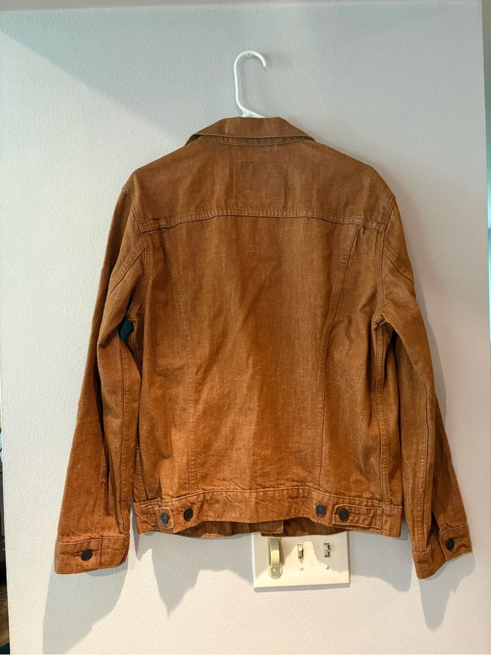 LEVIS Sz. LARGE Men Burnt Orange Teak Brown Denim Jean Jacket Trucker Coat
